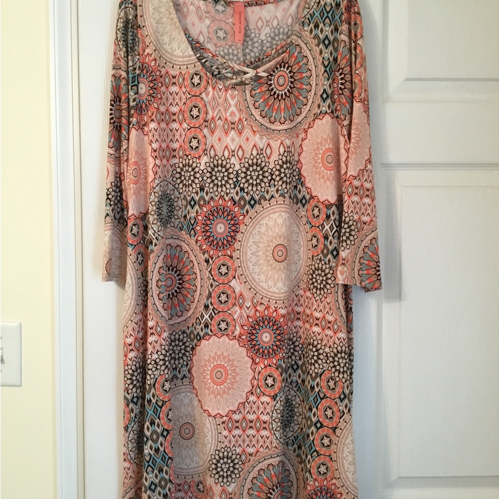 Honeyme Multicolor Geometric Dress with Side Pockets